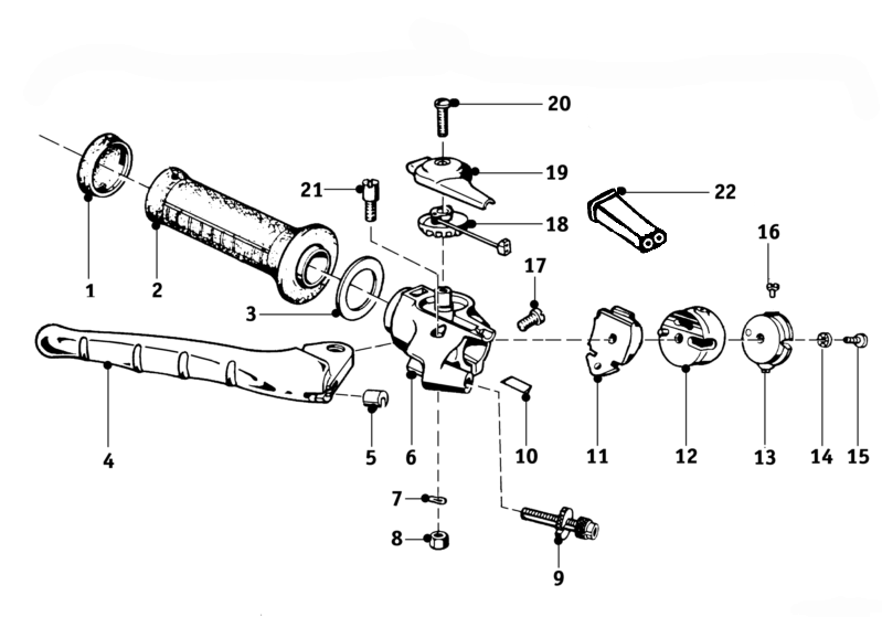 Controls - throttle & brake R50 - R69S - Salis Parts Salis Parts
