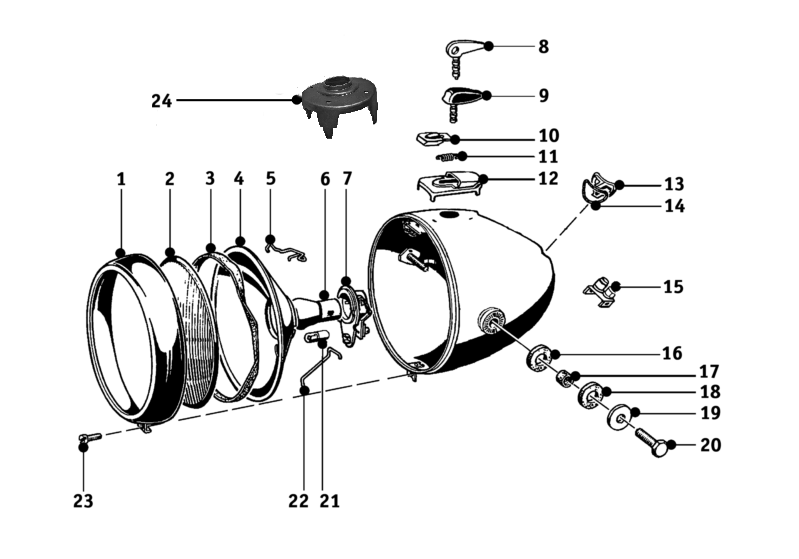 Rücklicht für BMW R26, R27 und R50-R69S, ab Baujahr 09/1958, groß